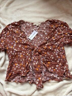 Pacsun Floral Tie Front Top